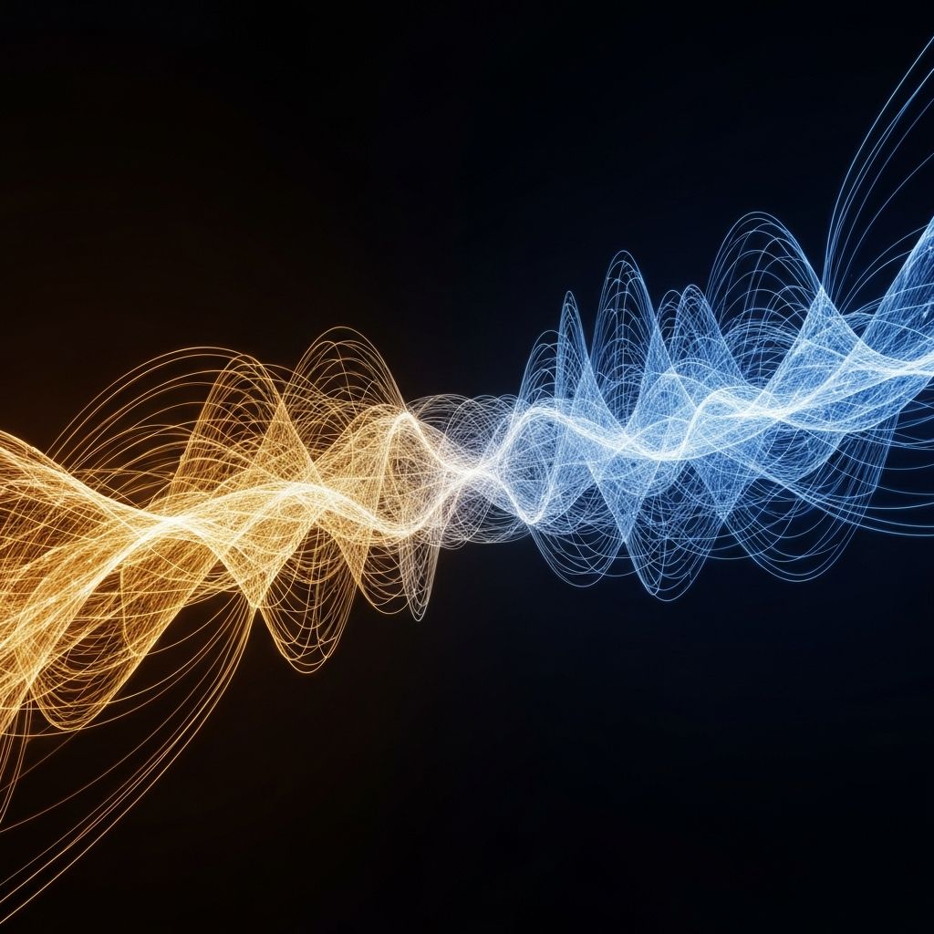 Abstract visualization of energy pathways and metabolism with flowing geometric forms